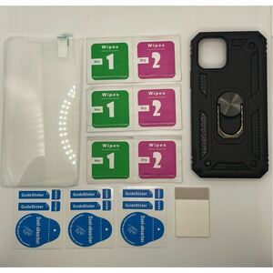 Black iPhone 12 case/screen protectors